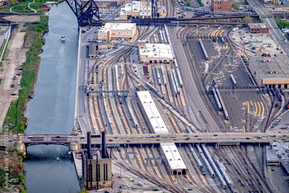 Fototapeta premium high altitude aerial views from skydeck willis tower chicago illinois