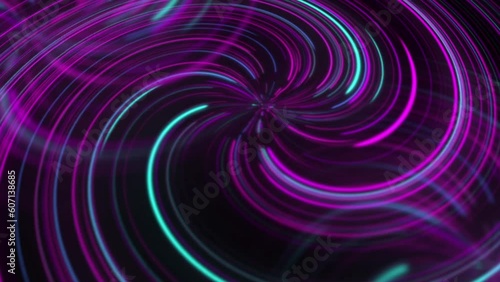 Speed of digital lights, neon glowing rays in motion into digital technologic tunnels. 3D animation