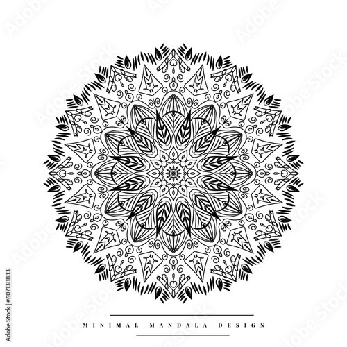 Arabesque mandala coloring page with nature-inspired elements
