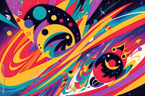 Abstract space, comic book style. Drawing, illustration. Concept art