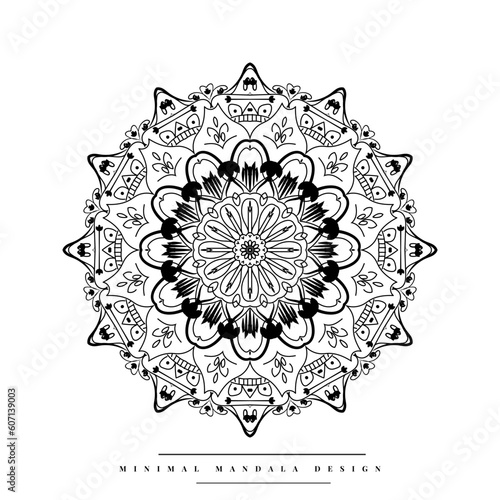 Arabesque mandala coloring page with nature-inspired elements

