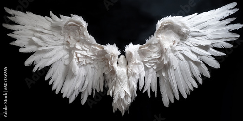 Feather angel wings were created with high detail - generative ai