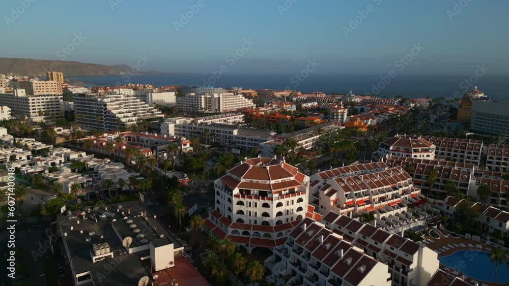 coast, beaches and ocean, hotels by ocean, south Tenerife, Canary island aerial coast, beaches and ocean, hotels by ocean, south Tenerife, Canary island aerial