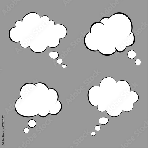 Set of silhouette think bubble isolated on background. Trendy think bubble in flat style. Dream cloud vector.