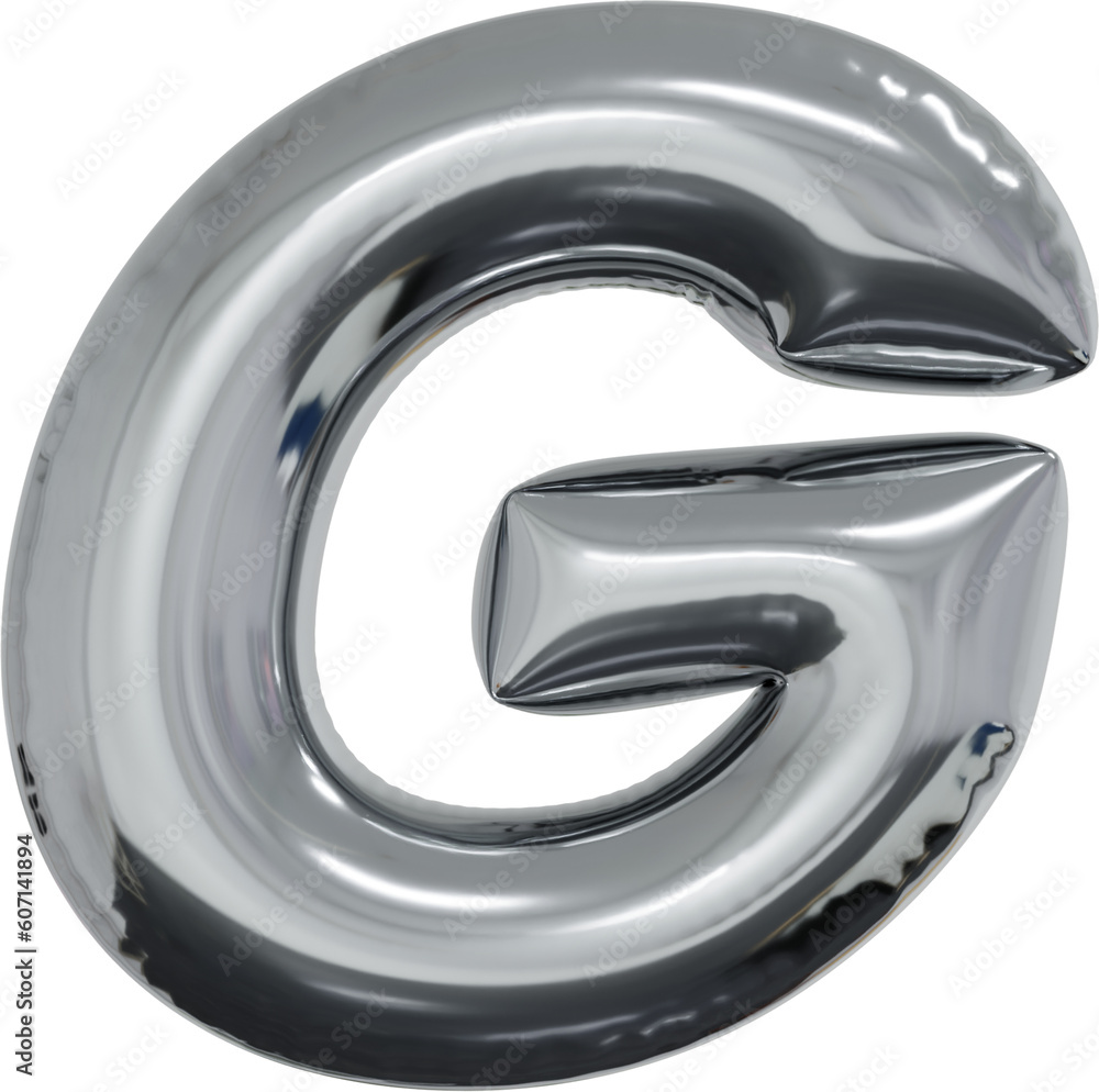 3d rendering of the alphabet letter made of silver foil balloon isolated 3d rendering of the alphabet letter made of silver foil balloon isolated