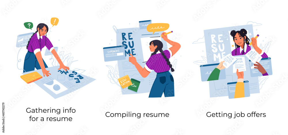 Building career, professional growth and self development business concept illustrations. Vector Building career, professional growth and self development business concept illustrations. Vector