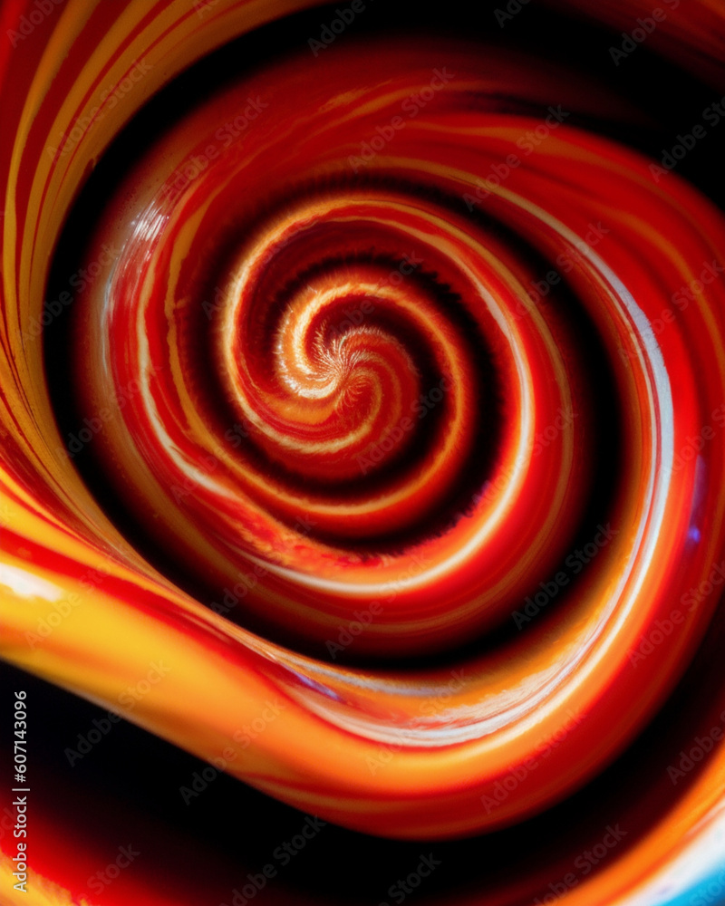 Fondo abstracto con forma de espiral de pintura con tonos naranjas y rojos Fondo abstracto con forma de espiral de pintura con tonos naranjas y rojos