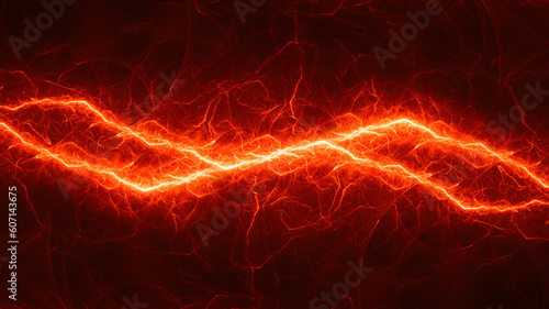 Fiery hot burning fractal lightning background, electrical abstract