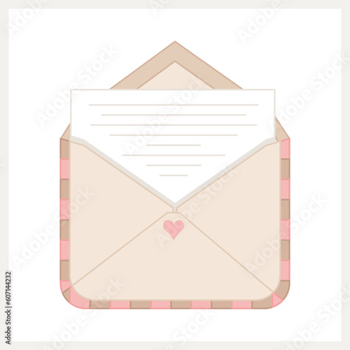Vector open envelope with striped paper