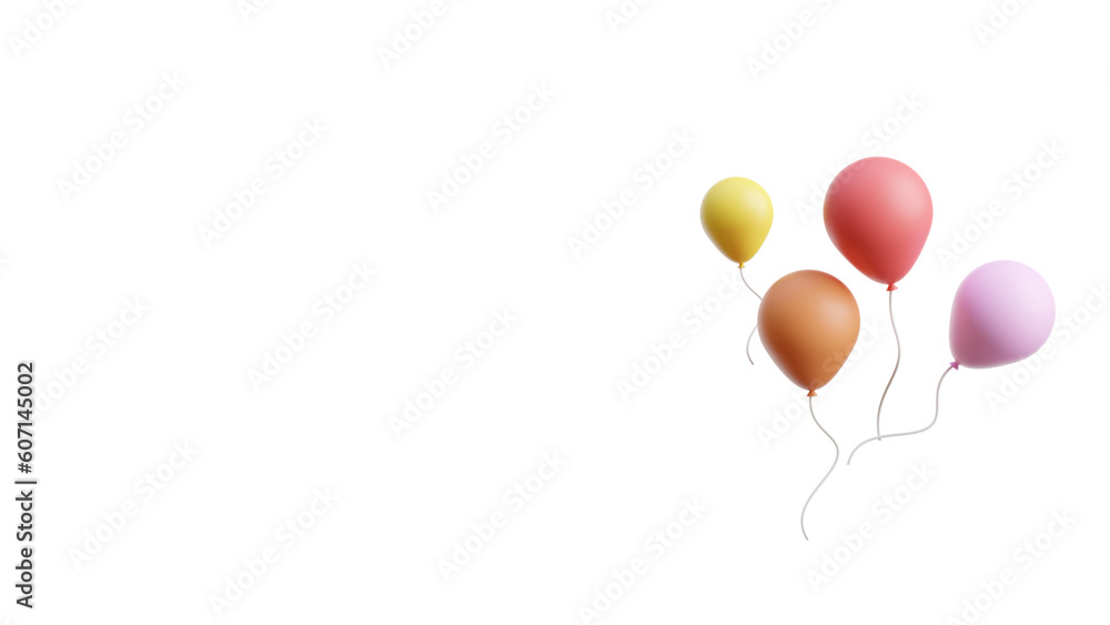 abstract background floating colorful balloons 3d rendering