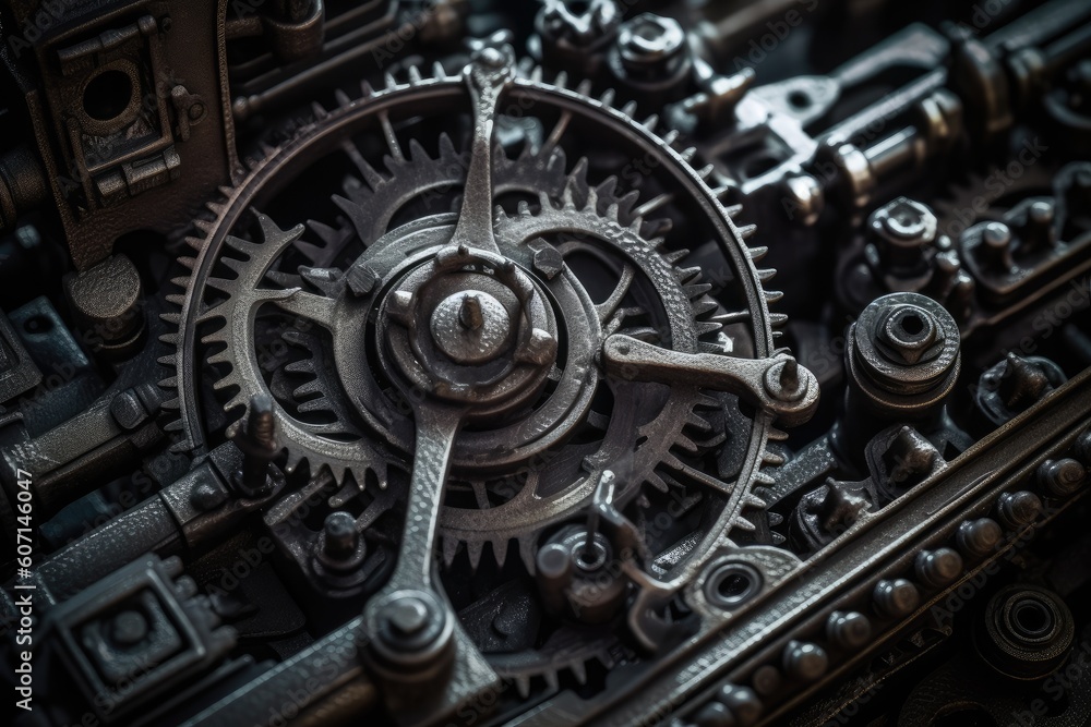 The combination of mechanical textures and atmospheric tones. Generative AI The combination of mechanical textures and atmospheric tones. Generative AI