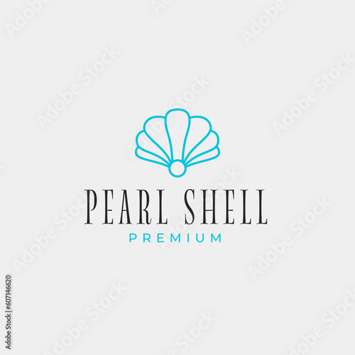 Creative beauty pearl shell jewelry logo design concept illustration idea