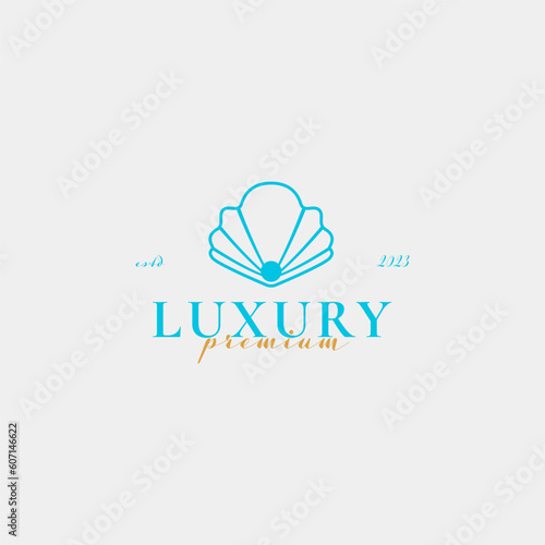 Creative beauty pearl shell jewelry logo design concept illustration idea