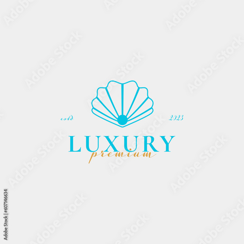 Creative beauty pearl shell jewelry logo design concept illustration idea