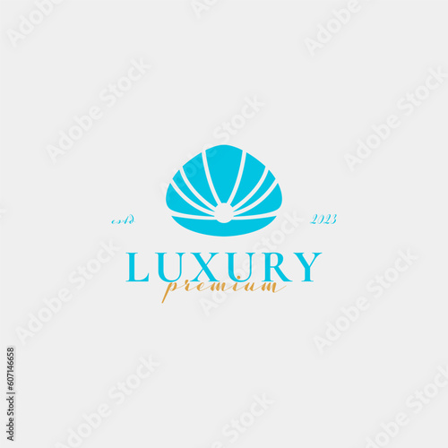Creative beauty pearl shell jewelry logo design concept illustration idea