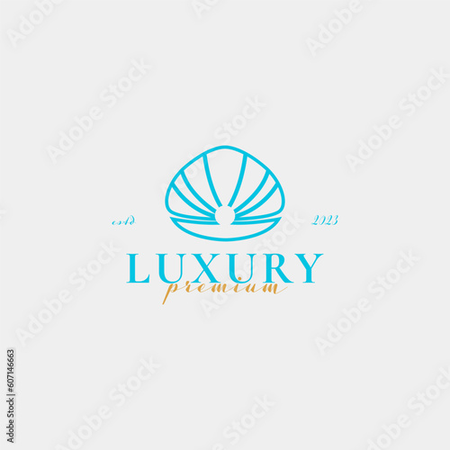 Creative beauty pearl shell jewelry logo design concept illustration idea