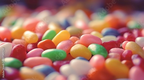 Background of brightly colored candy with ai generation