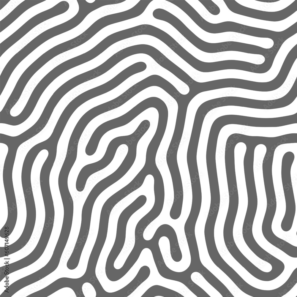 Wild Life Texture Seamless Pattern Vector Black And White Abstract Background. Stylish Apparel Design Trendy Textile Print Loopable Graphic Abstraction. Smooth Curved Lines Structure Endless Wallpaper