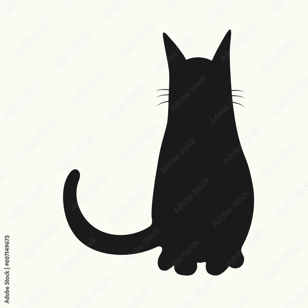 Hand-drawn silhouette of a black cat vector illustration Hand-drawn silhouette of a black cat vector illustration