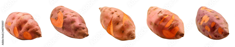 Naklejka premium Set of sweet potato isolated on transparent background 