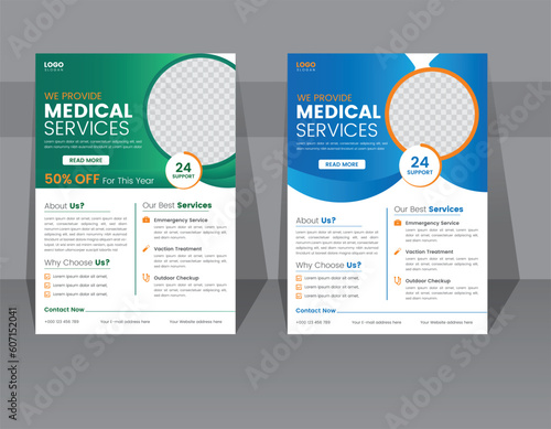 modern creative clean gradient color Medical flyer pamphlet brochure cover design layout space for photo vector illustration brochure template in A4 size half page one side standard quality.