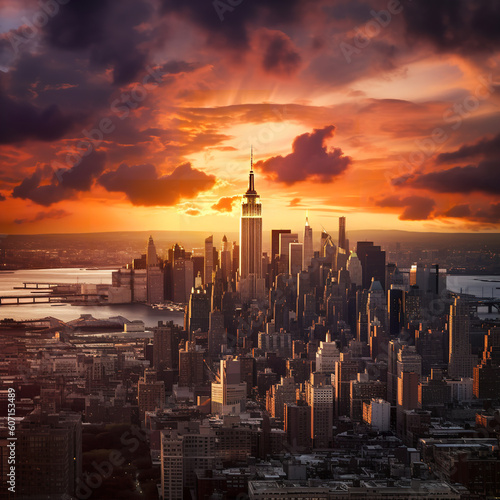 sunset over new york city ai generation © JohnnyPhotography