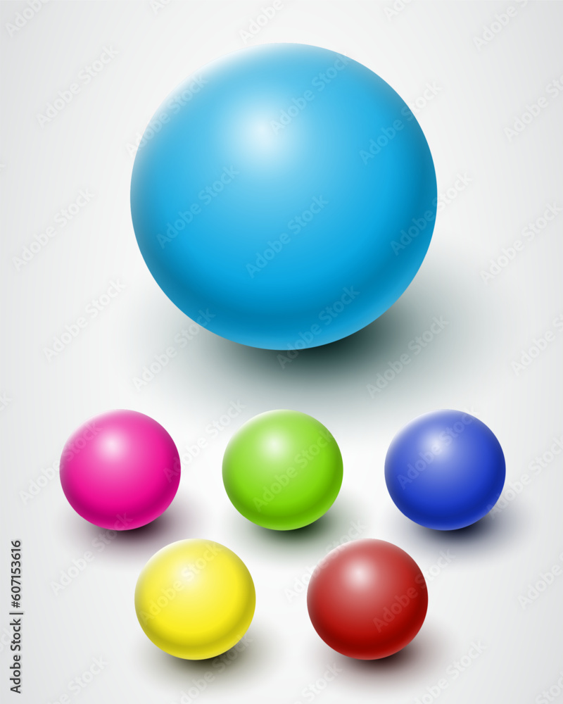 Set of colorful balls. Spheres on a light background. Vector for your graphic design.