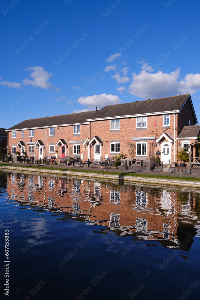 Modern canal-side houses in Great Britain