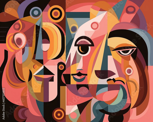 Abstract surreal art in cubism style. Generative AI