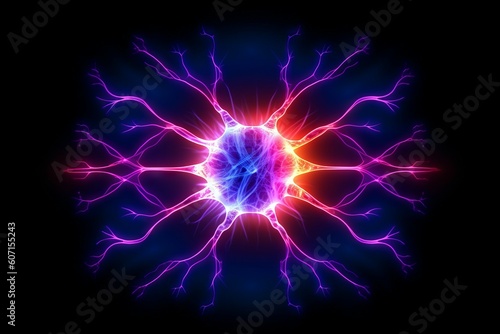 Abstract glowing neuron background or backdrop. AI generated, human enhanced.