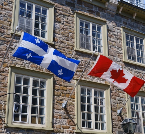 Flags of Canada and Quebec province in Quebec City, Canada photo
