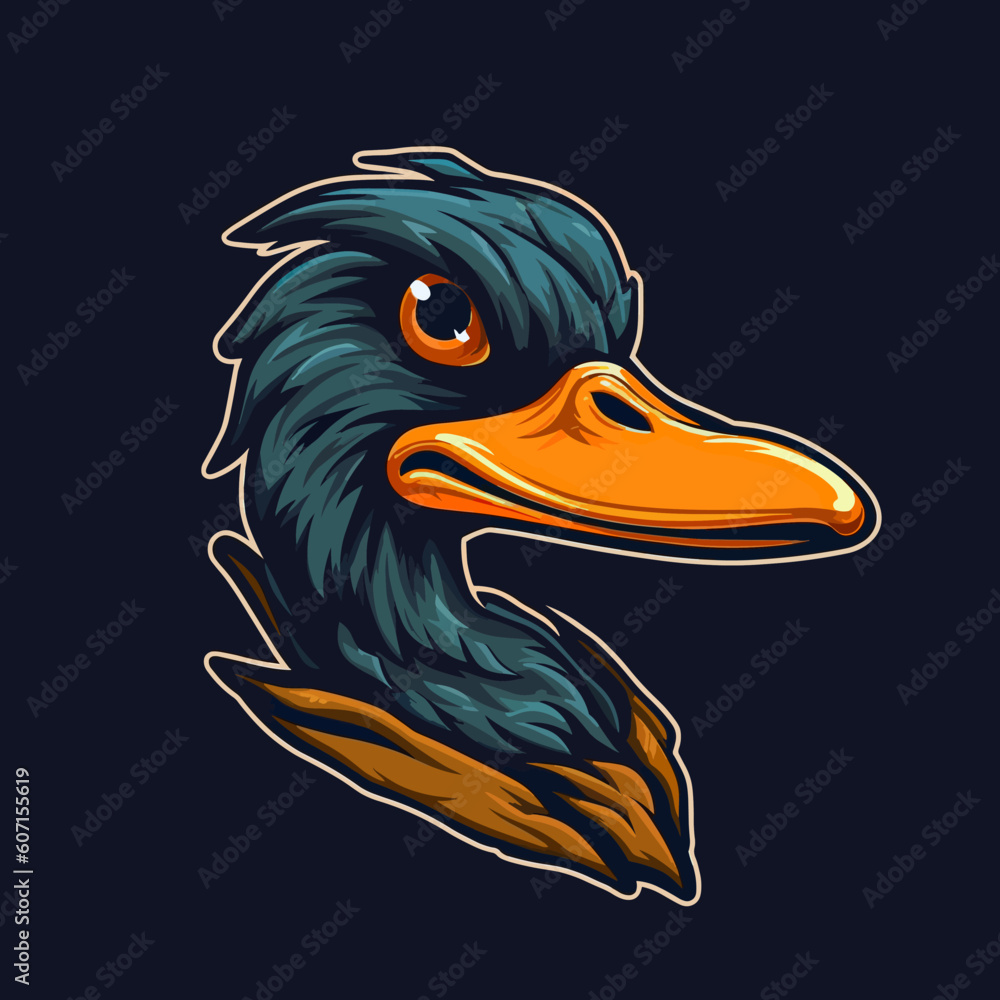 Angry Duck logo for game - obrazy, fototapety, plakaty 