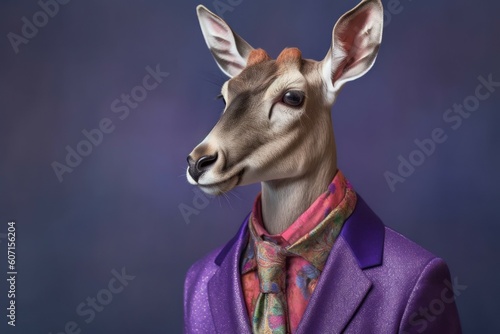 Anthropomorphic deer dressed in a suit like a businessman. business concept. AI generated, human enhanced