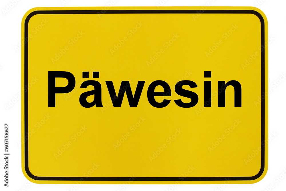 Illustration eines Ortsschildes der Gemeinde Päwesin in Brandenburg Illustration eines Ortsschildes der Gemeinde Päwesin in Brandenburg