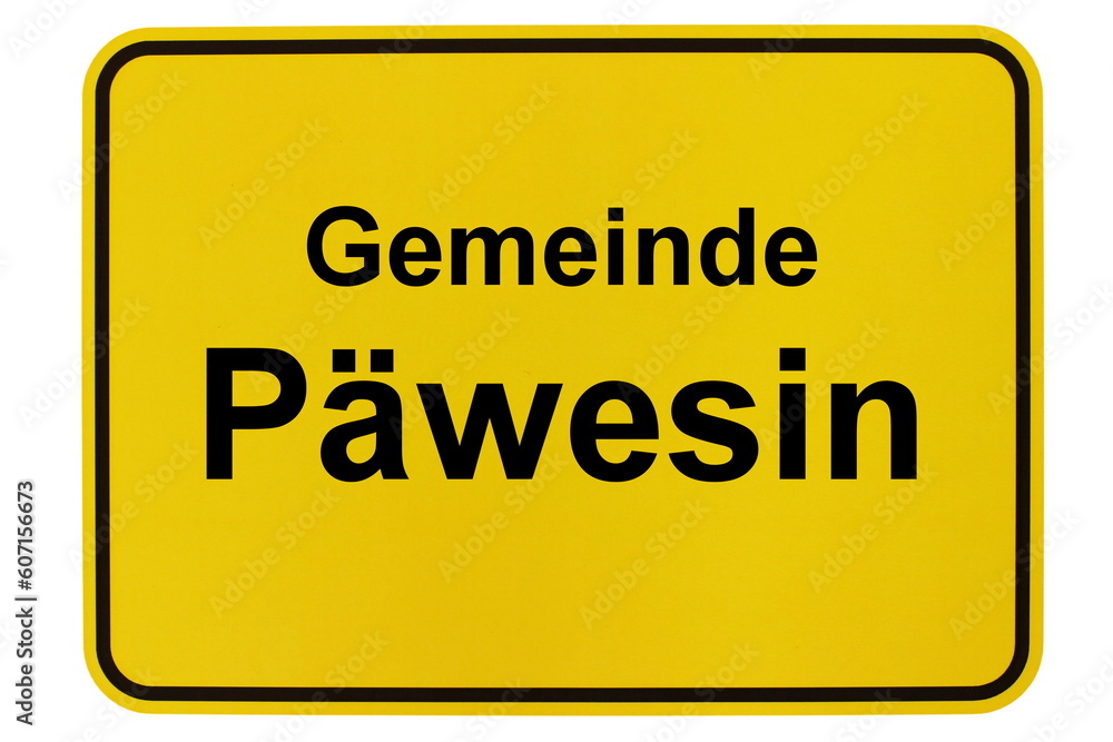 Illustration eines Ortsschildes der Gemeinde Päwesin in Brandenburg