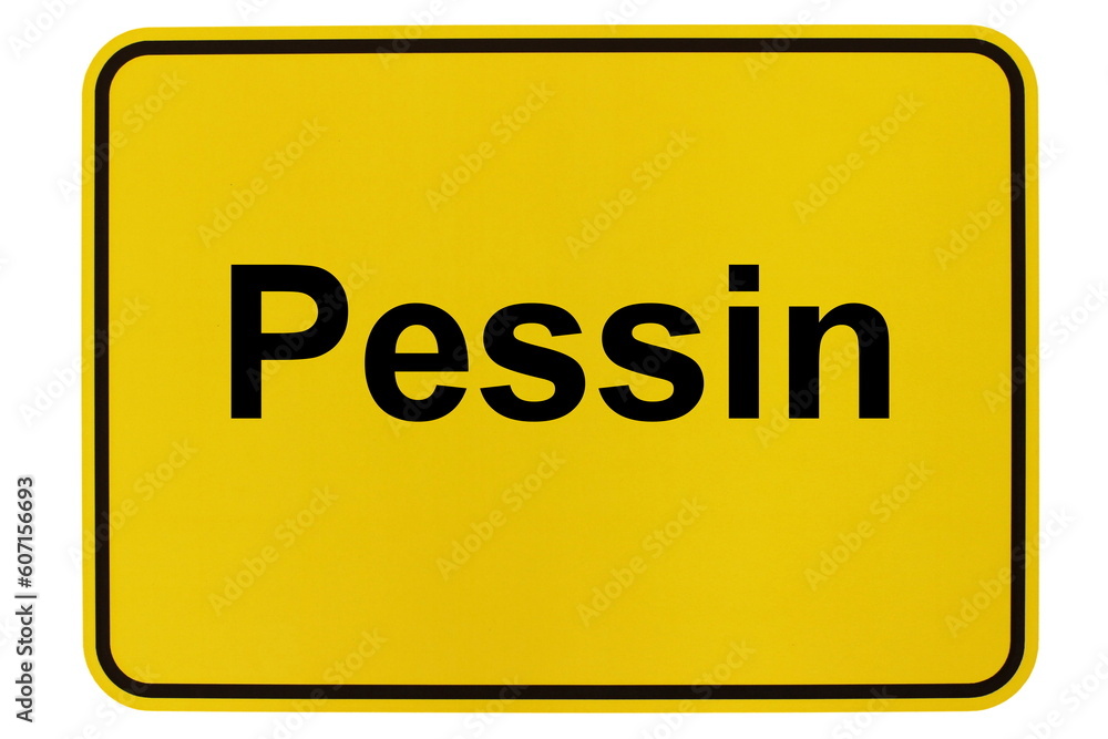 Illustration eines Ortsschildes der Gemeinde Pessin in Brandenburg Illustration eines Ortsschildes der Gemeinde Pessin in Brandenburg