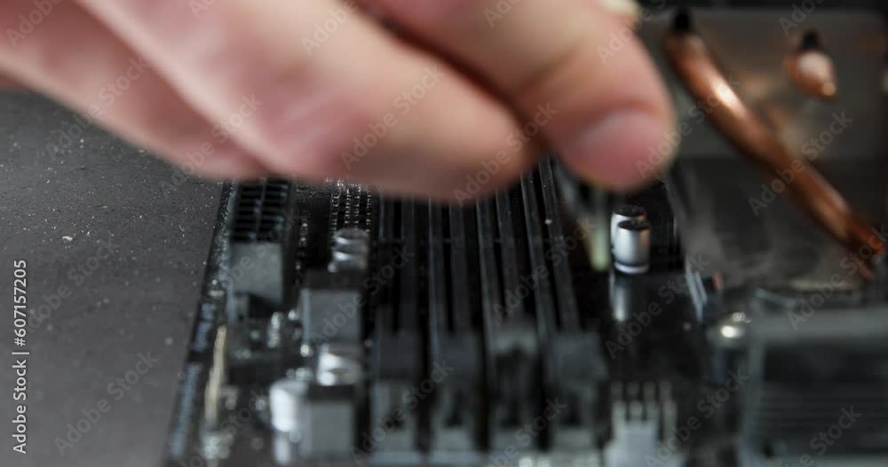 Installing RAM memory into personal computer motherboard Installing RAM memory into personal computer motherboard