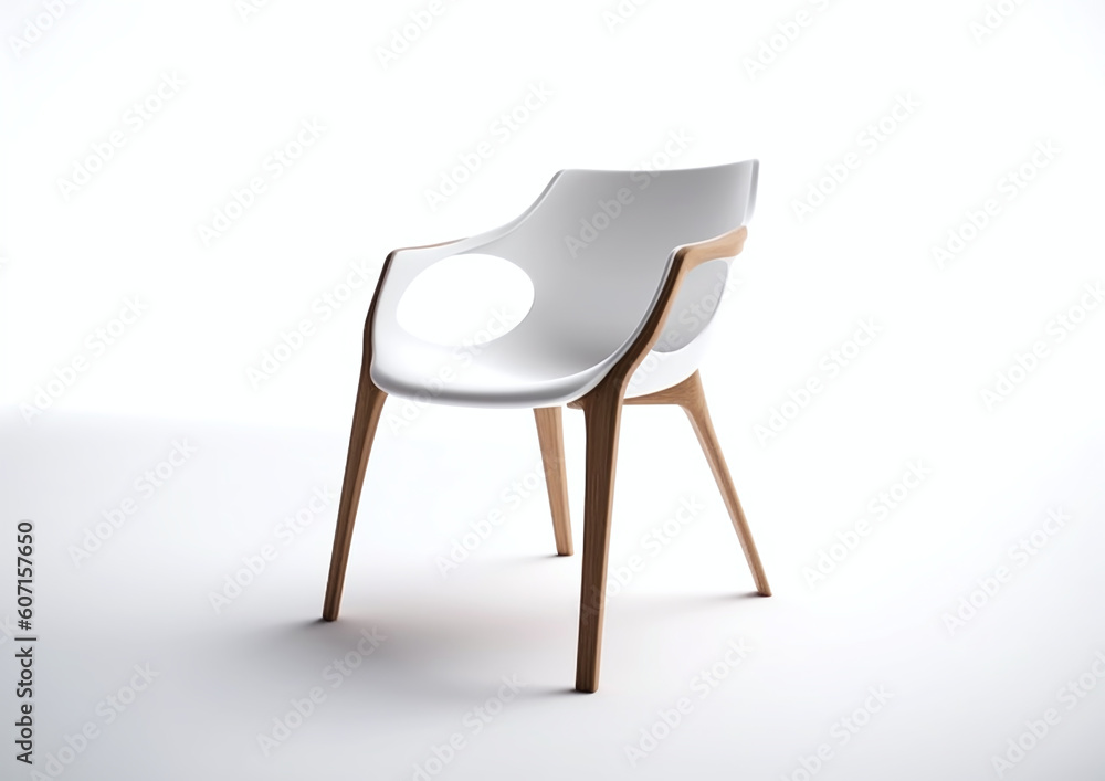 White color chair, plastic, wooden, leather chair, modern designer. Chair isolated on white background. Furniture. generative ai White color chair, plastic, wooden, leather chair, modern designer. Chair isolated on white background. Furniture. generative ai