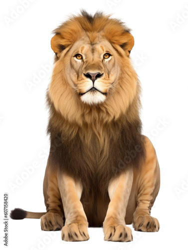 Lion Sitting Isolated on Transparent Background - Generative AI 