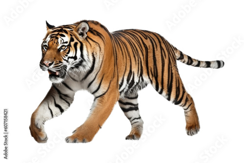 Tiger Walking Isolated on Transparent Background - Generative AI 