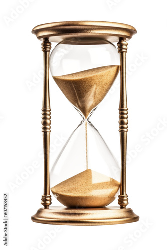 Vintage Golden Hourglass Isolated on Transparent Background - Generative AI
