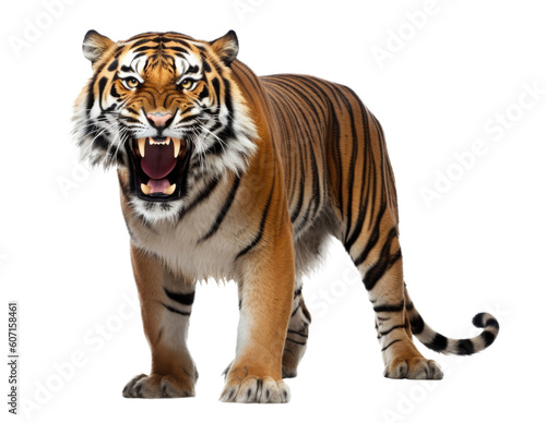 Angry Tiger Isolated on Transparent Background - Generative AI 