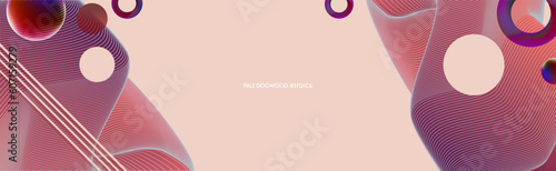 Trendy color pale pink pastel muted shade 2023 Pale Dogwood background with geometric elements, lines and dots for text, universal design, banner concept. vector digital art