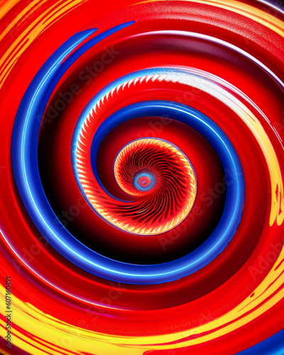 Fondo abstracto con formas de espiral y combinacion de color rojo  azul  naranja y blanco
