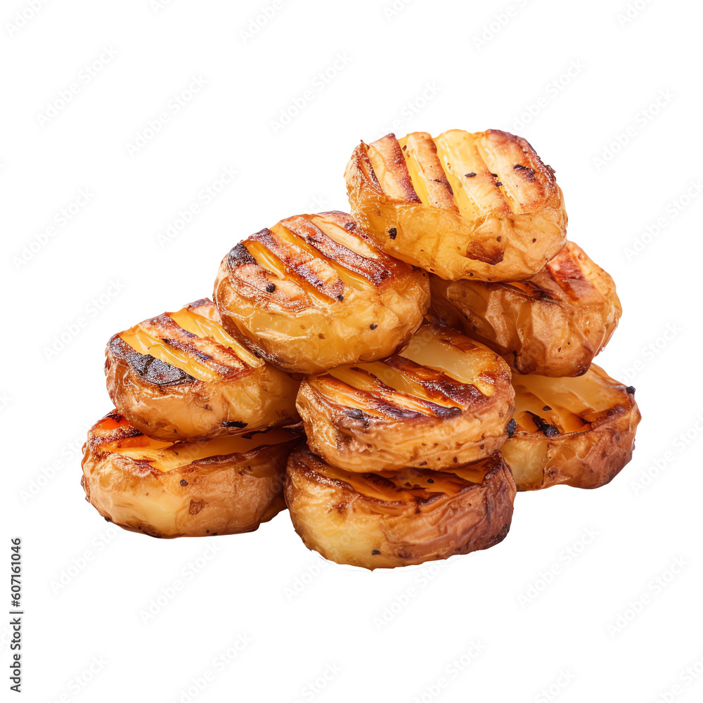 grilled potatoes isolated on transparent background