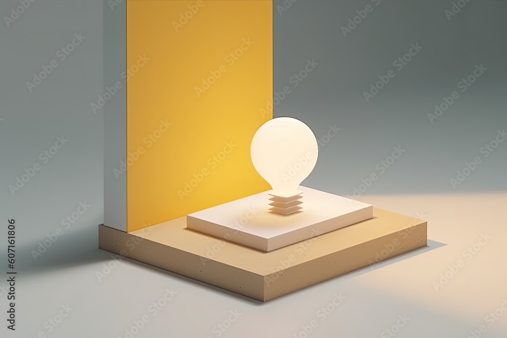 white light bulb on a table with a bright glow Generative AI white light bulb on a table with a bright glow Generative AI