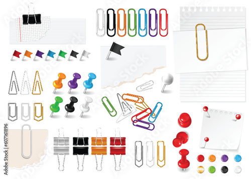 Realistic Office Paperclip Set