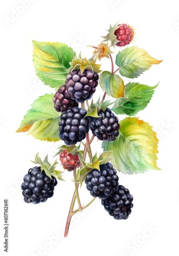 Wallpaper Mural Blackberries on white background. Generative AI. Torontodigital.ca