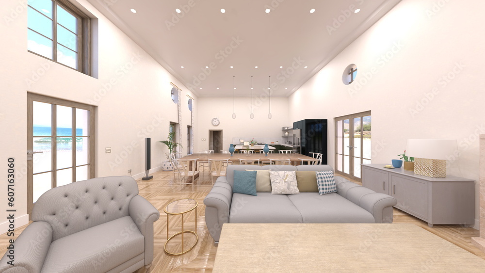 Fototapeta premium 大きな窓があるリビングルーム