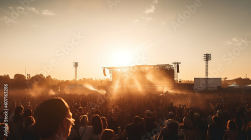 Music festival crowd and stage made with Generative AI